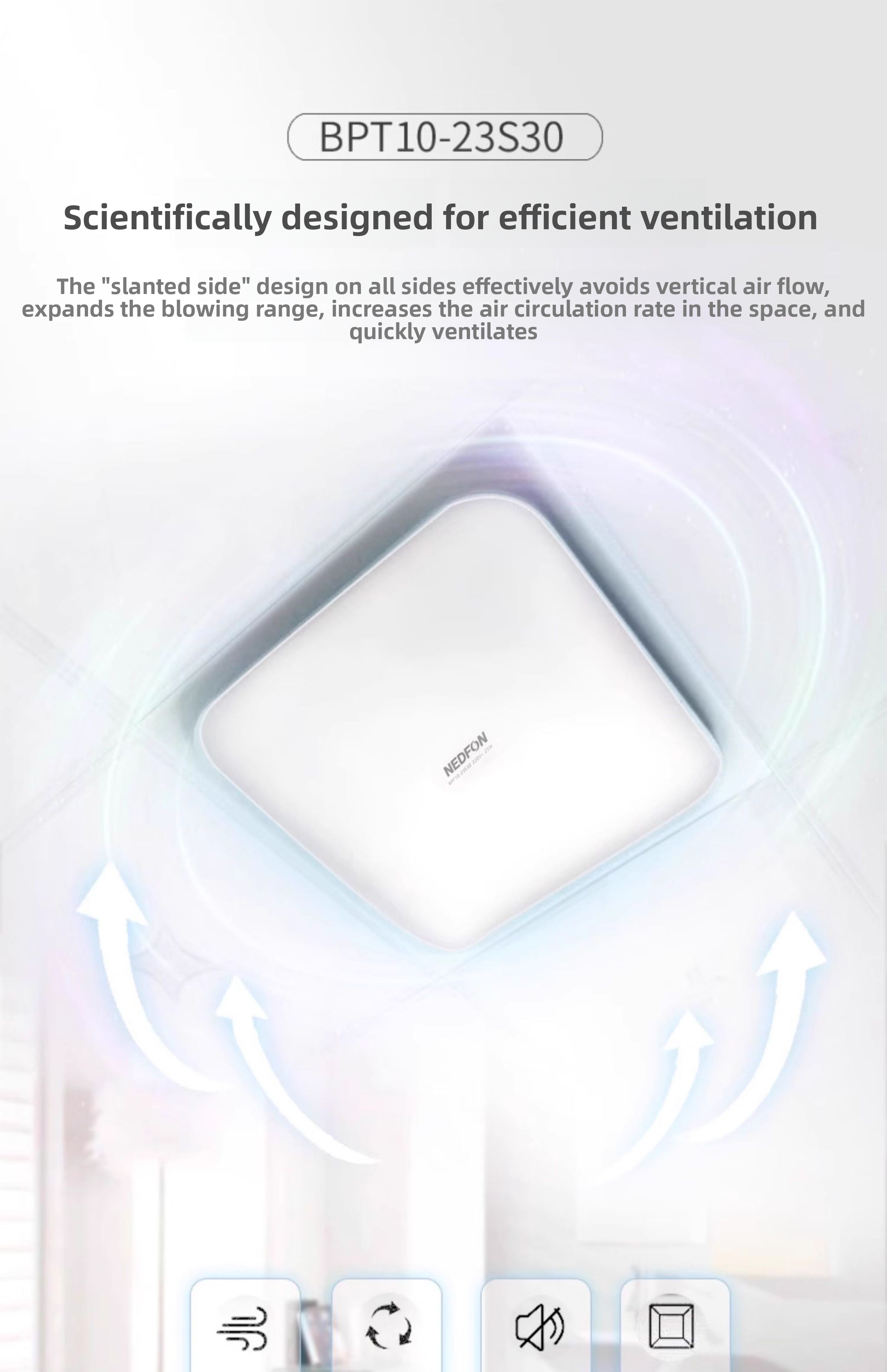 Home Bathroom Ventilation - Ventilador de teto integrado ultrafino e