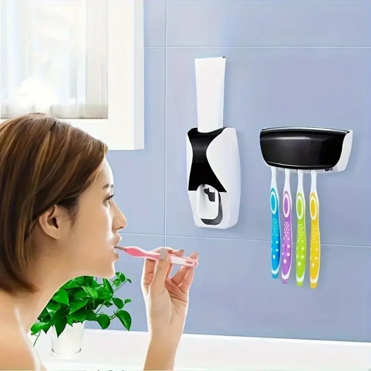 1 conjunto de dispensador auto - Toothbrush Holder Set avaliação e preço